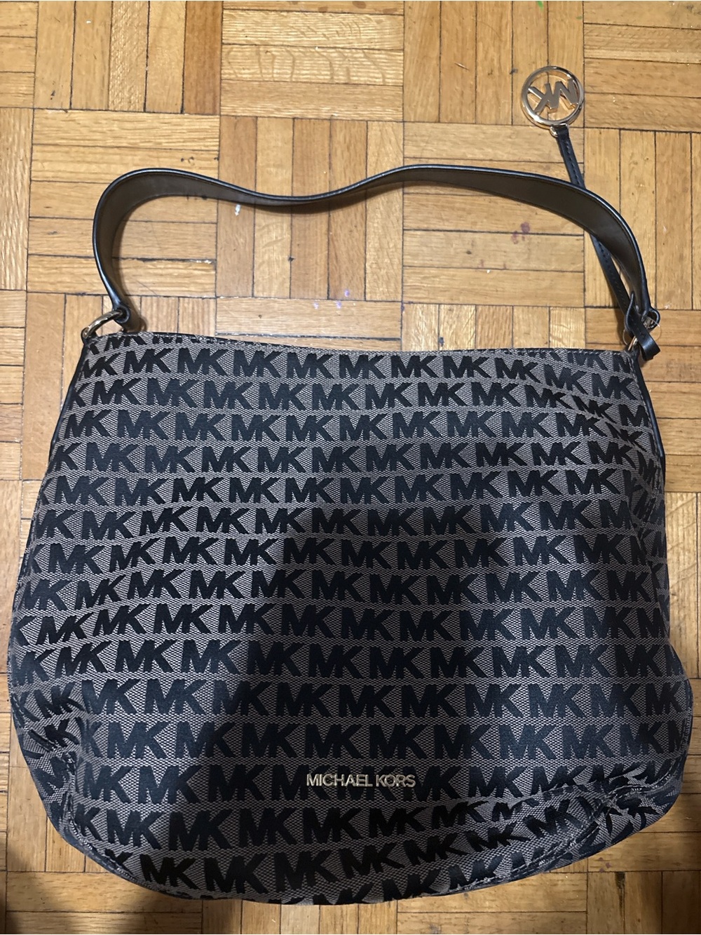 MICHAEL KORS Black and Brown Signature Shoulder Bag